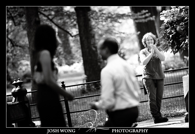 A intimate marriage proposal at The Mall in Central Park by top NY elopement and engagement photographer Josh Wong Photography