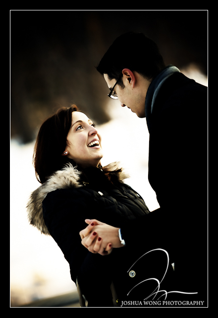 winter marriage proposal in central park - A winter marriage proposal at Bow Bridge in Central Park. photo by top NY wedding photographer Josh Wong Photography