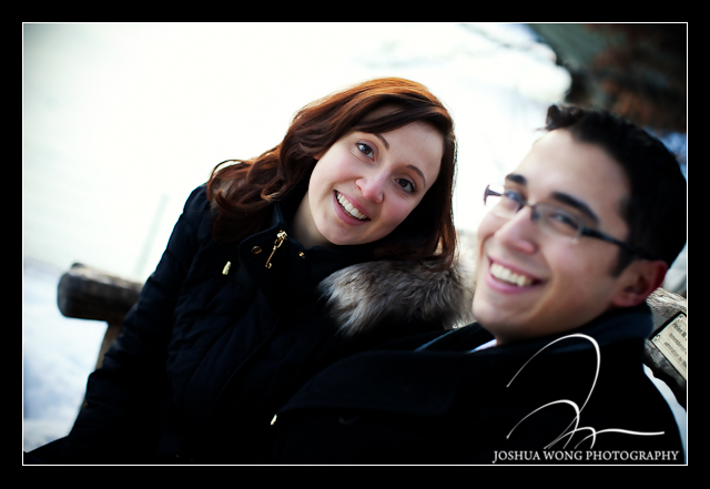 surprise engagement proposal in central park - A winter marriage proposal at Bow Bridge in Central Park. photo by top NY wedding photographer Josh Wong Photography