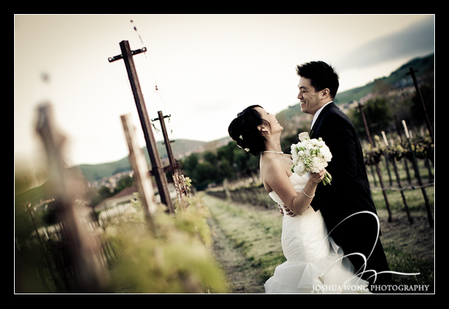 The signature Josh Wong Photography sunset shot at Casa Real Winery at Ruby Hill. Wedding photos by top wedding photographer Josh Wong Photography