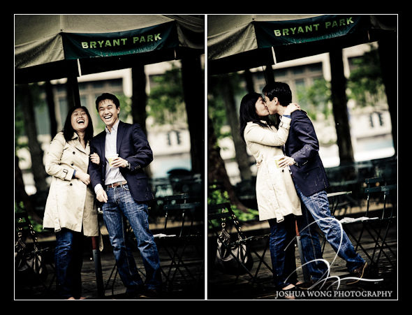Surprise Marriage Proposal at Bryant Park, New York City. Engagement and proposal pictures by NYC Proposal and wedding photographer Josh Wong.