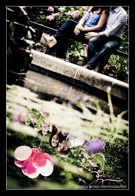 A stylish engagement photo session in the Conservatory Garden in Central Park with New York wedding photographer Josh Wong Photography