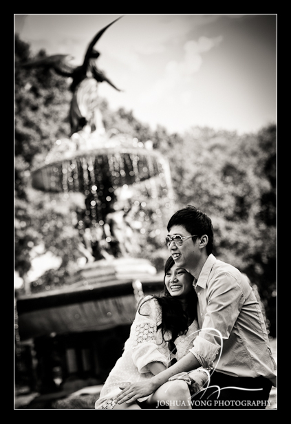 central_park_1 The happy couple enjoy a moment at the Bethesda Fountain in Central Park. photo by NYC Wedding and Engagement Photographer Josh Wong Photography