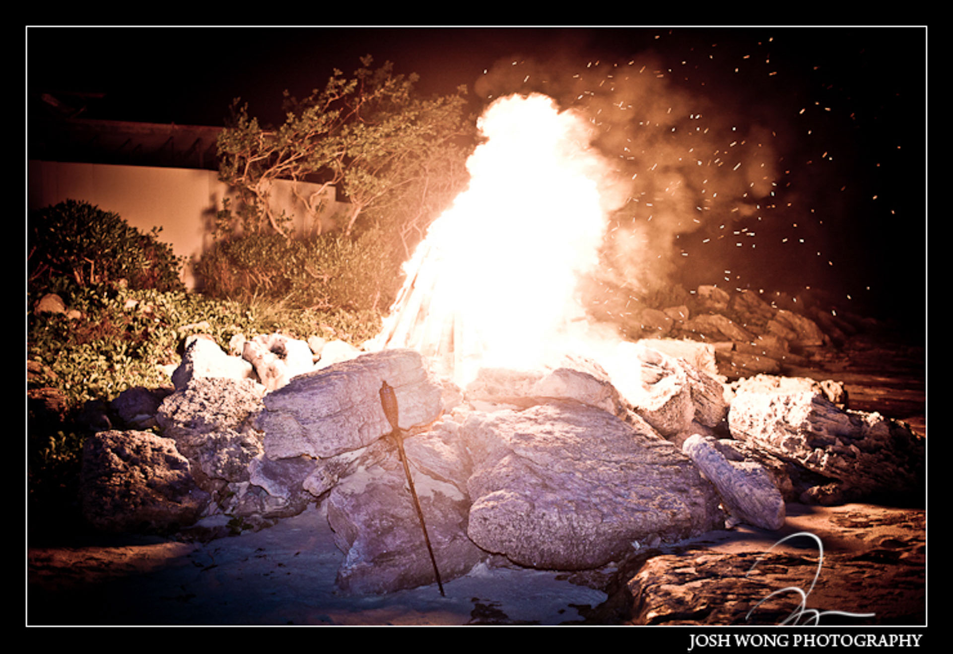 Bonfire at the Amanyara. 