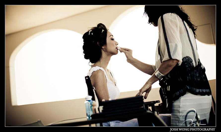 The Bride getting ready in the bridal suite at Fairmont Kea Lani Hotel in Maui Hawaii