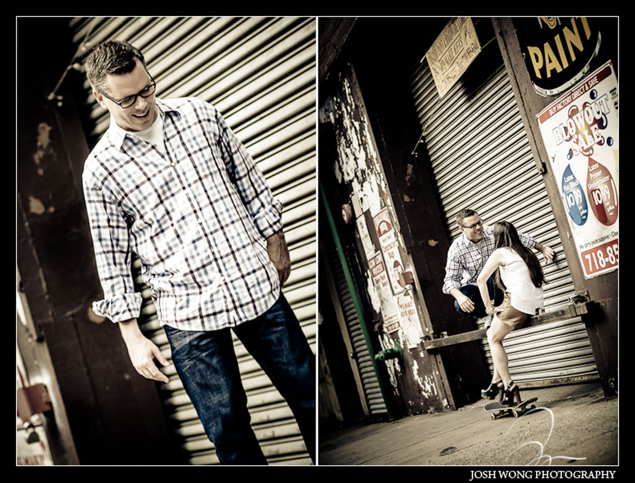 Engagement pictures in DUMBO, Brooklyn by Top Brooklyn Wedding and Engagement Photographer Josh Wong Photography