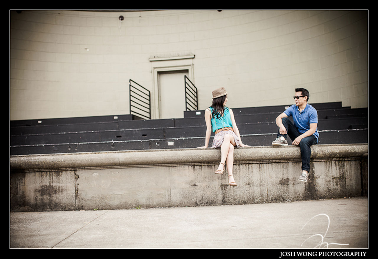 The Golden Gate Park Bandshell in San Francisco. Engagement pictures by best San Francisco engagement photographer Josh Wong Photography
