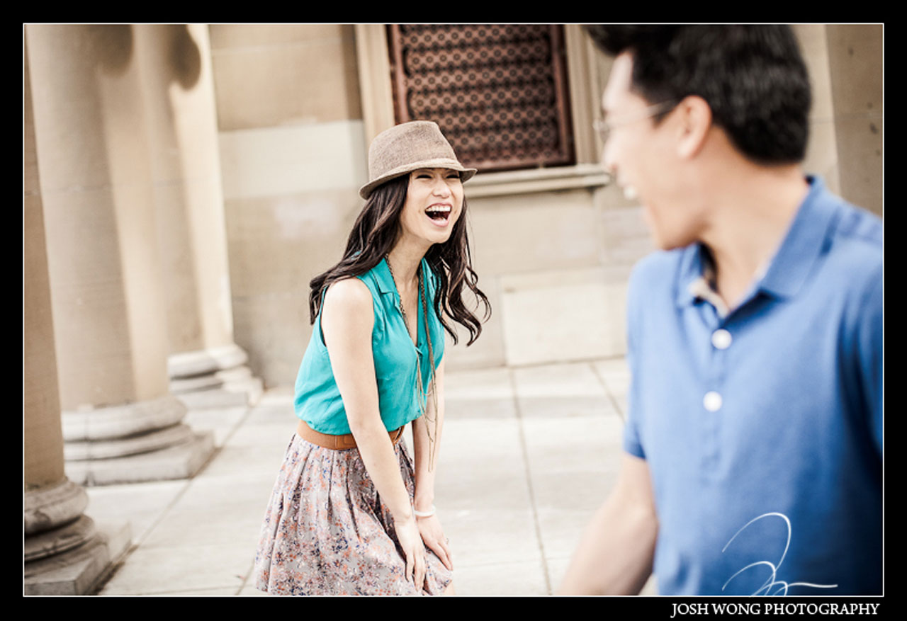 The Golden Gate Park Bandshell in San Francisco. Engagement pictures by best San Francisco engagement photographer Josh Wong Photography