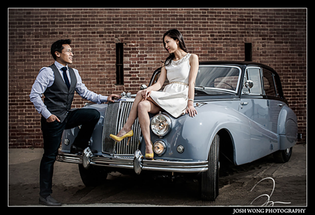 The Armstrong Siddeley, vintage car engagement photoshoot with top Bay Area wedding photographer Josh Wong Photography