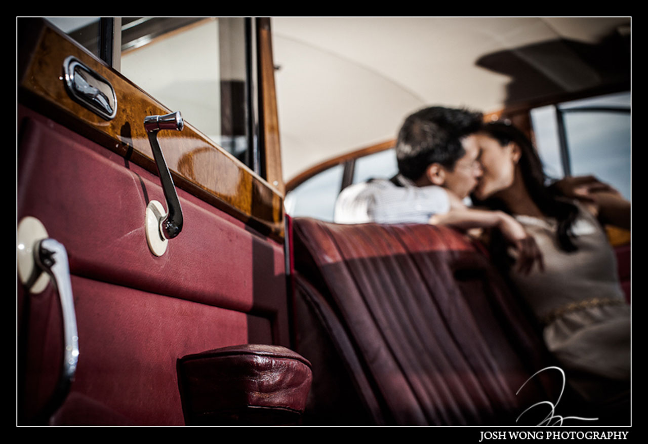 The Armstrong Siddeley, vintage car engagement photoshoot with top Bay Area wedding photographer Josh Wong Photography