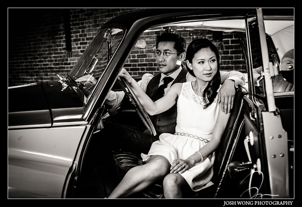 The Armstrong Siddeley, vintage car engagement photoshoot with top Bay Area wedding photographer Josh Wong Photography