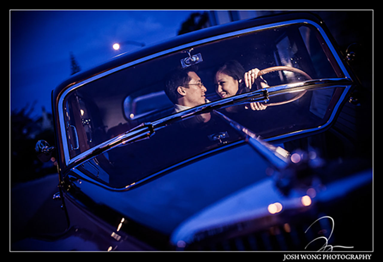 The Armstrong Siddeley, vintage car engagement photoshoot with top Bay Area wedding photographer Josh Wong Photography