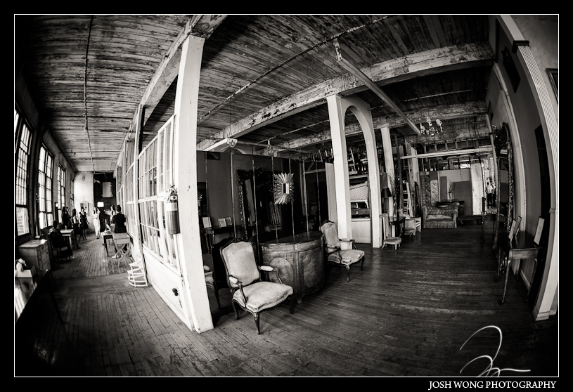 The bride gets ready at one corner of the warehouse while the groomsmen get ready in the other corner of the warehouse. Metropolitan Building, Long Island City