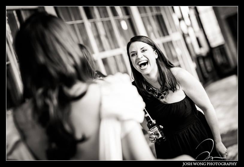 A bridesmaid reaction seeing the bride in her Marchesa wedding dress. photo by Josh Wong Photography