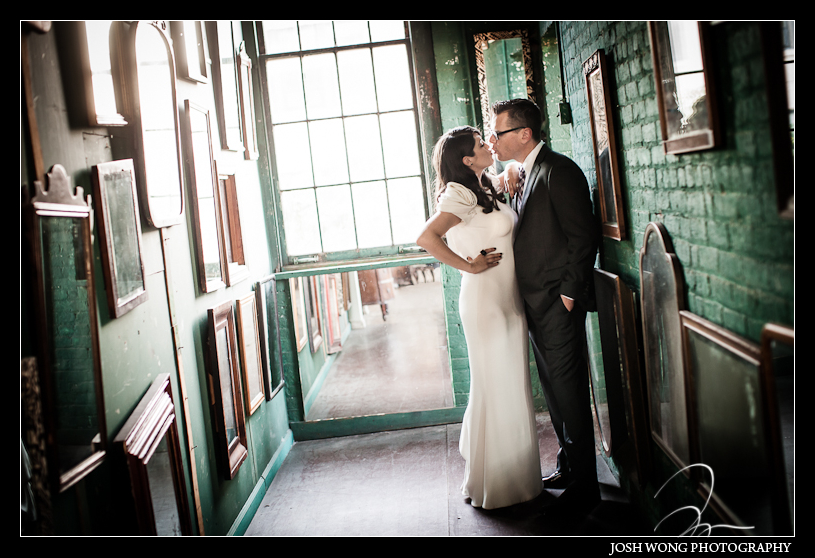 A room of mirrors at the Metropolitan Building in Long Island City. Wedding Photography by Josh Wong Photographer