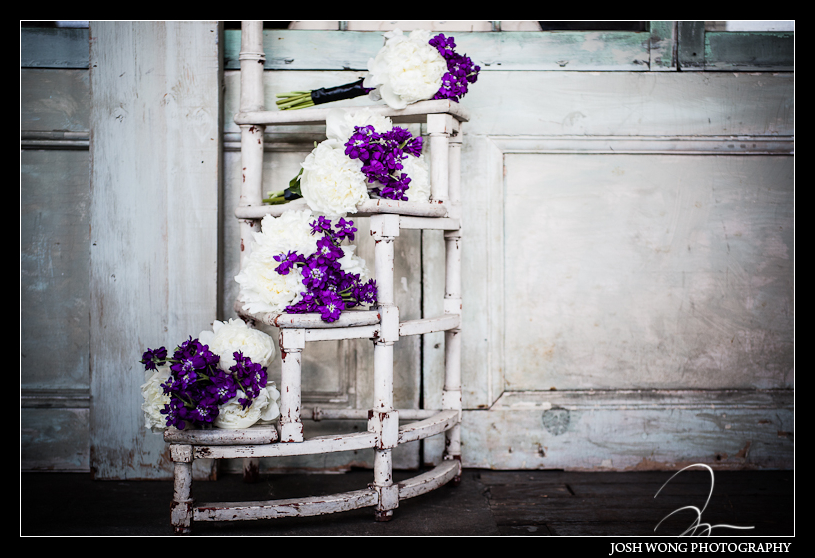 The bridal bouquets laid out on an antique spiral foot stool. Metropolitan Build Wedding photos