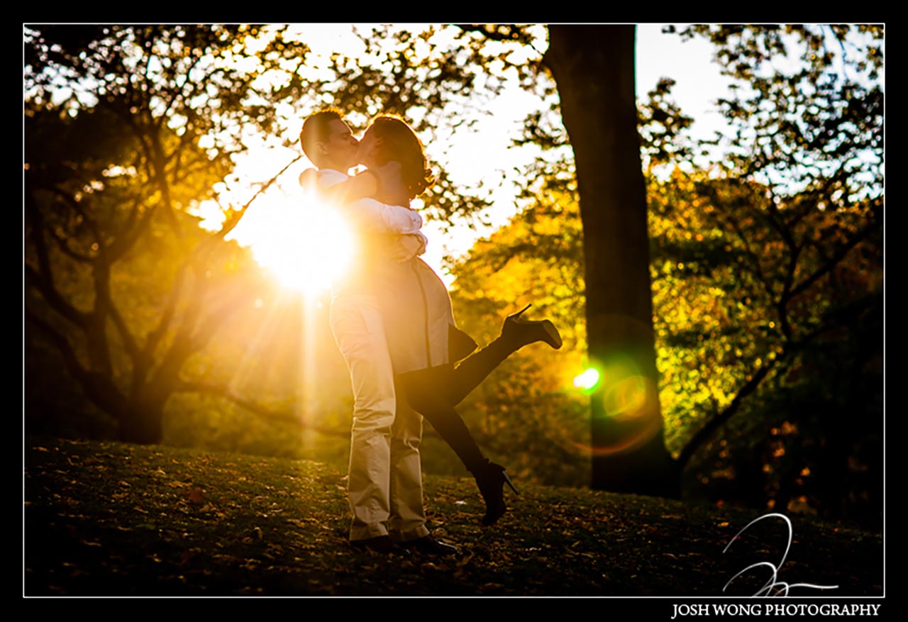 A Central Park Fall Engagement Photo by top NYC engagement photographer Josh Wong Photography