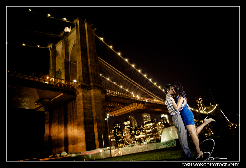 Brooklyn bridge park engagement pictures. Brooklyn bridge park and DUMBO engagement photos. Engagement pictures by Josh Wong Photography