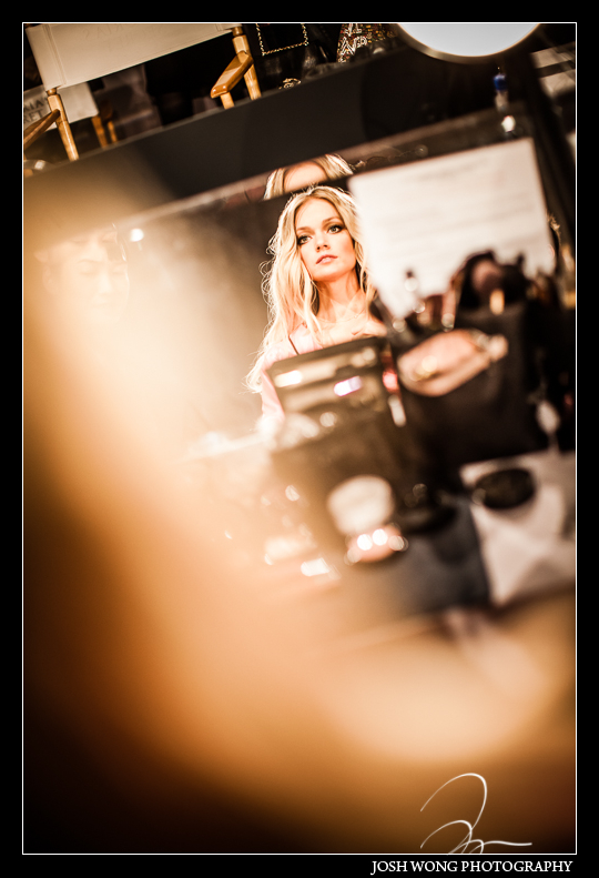 Victoria's Secret Angel Lindsay Ellingson backstage at the VSFS 2012 by fashion and editorial celebrity photographer Josh Wong Photography