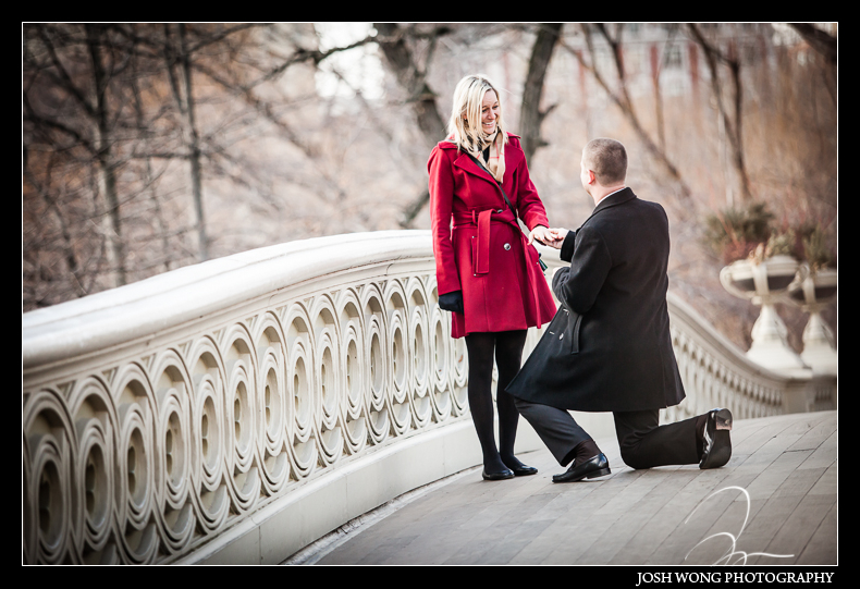 Some of the best candid moments is when you are getting proposed to. Image captured by NYC Wedding Photographer Josh Wong