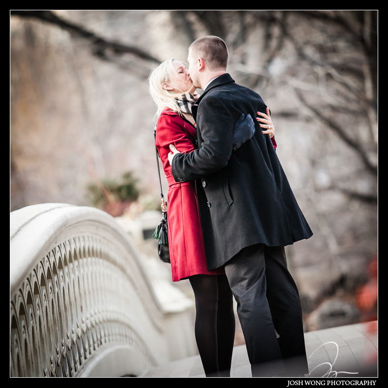 A Central Park Bow Bridge surprise marriage proposal by top NYC wedding photographer Josh Wong Photography