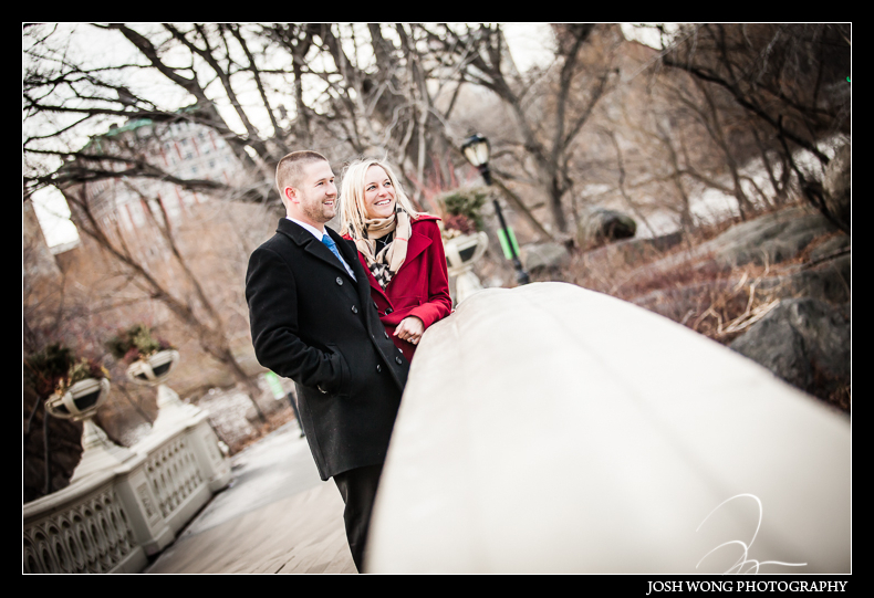 A Central Park Bow Bridge surprise marriage proposal by top NYC wedding photographer Josh Wong Photography
