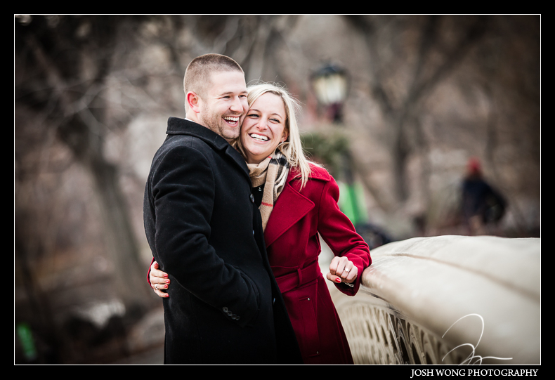 A Central Park Bow Bridge surprise marriage proposal by top NYC wedding photographer Josh Wong Photography