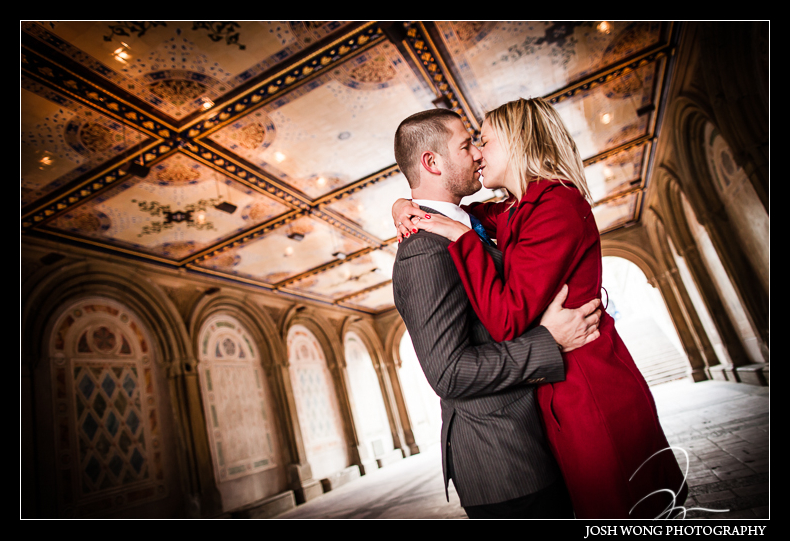 The intricate artwork underneath the Bethesda Terrace is perfect engagement photo opportunity. Photography by Josh Wong