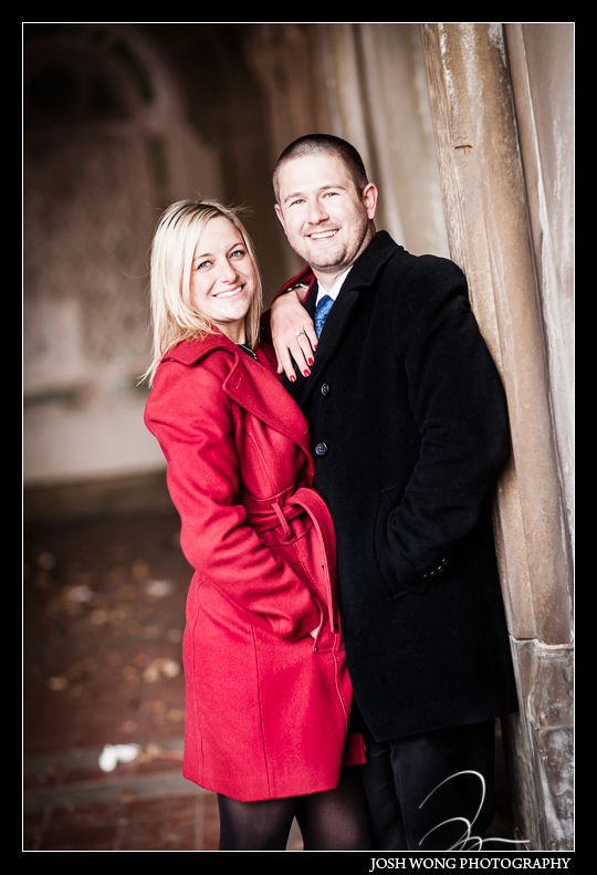 A Central Park Bethesda Terrace engagement photoshoot with  top NYC wedding photographer Josh Wong Photography