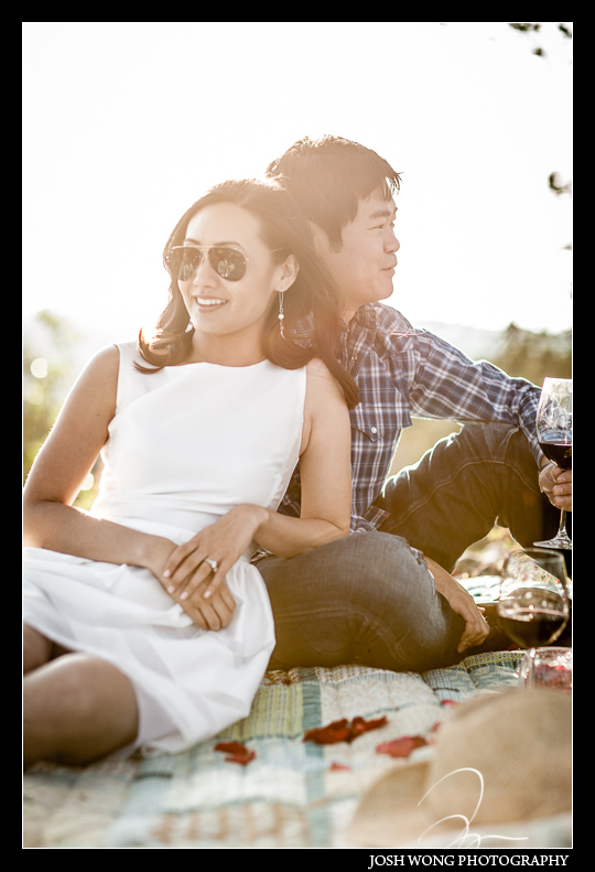 Enjoying a little picnic in San Antonio, TX. Engagement Pictures - The Missions, The River Walk, The Alamo, Ranches, Blue Bonnets, and BBQs Galore - engagement photos by Josh Wong Photography