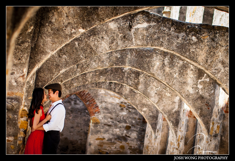 San Antonio, TX. Engagement Pictures - The Missions, The River Walk, The Alamo, Ranches, Blue Bonnets, and BBQs Galore - engagement photos by Josh Wong Photography