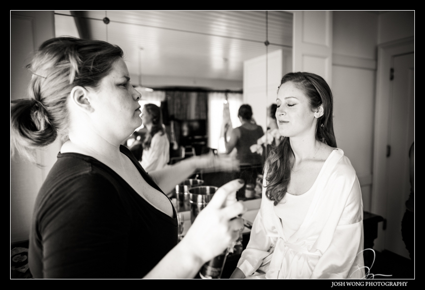 The bride getting ready in the bridal suite. Bowery Hotel Bridal Suite