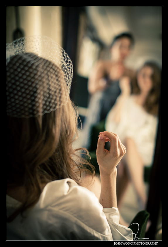 The bride getting ready in the bridal suite. 