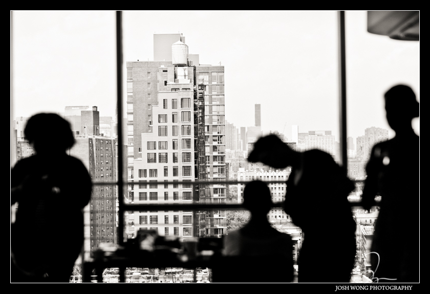 City view from the Rivington Hotel in the Lower East Side New York City. Wedding pictures by NYC wedding photographer Josh Wong Photography