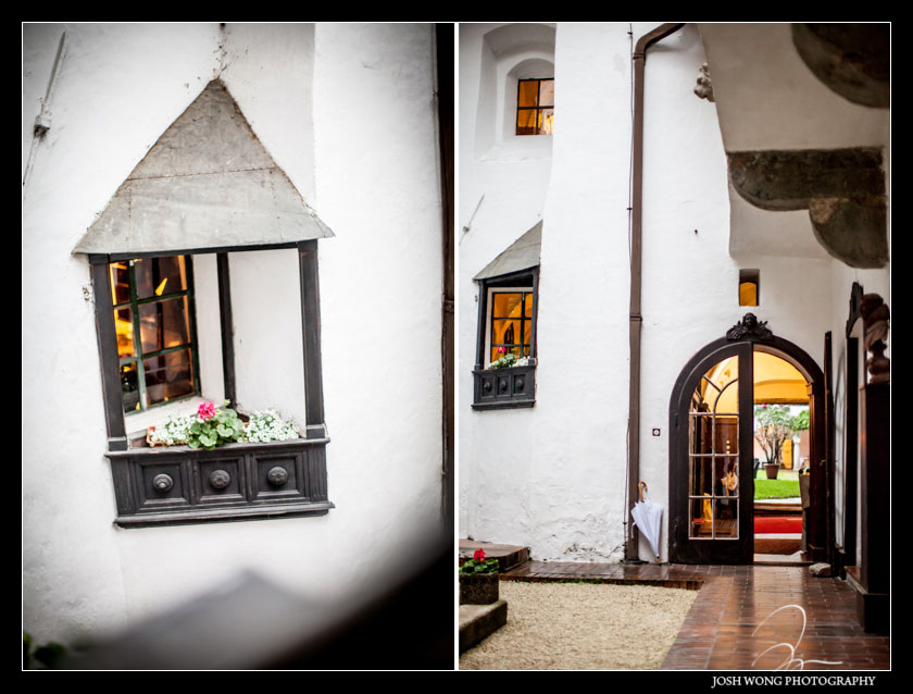 The courtyard. A Hotel Schloss Leonstain Wedding by top international destination wedding photographer Josh Wong Photography