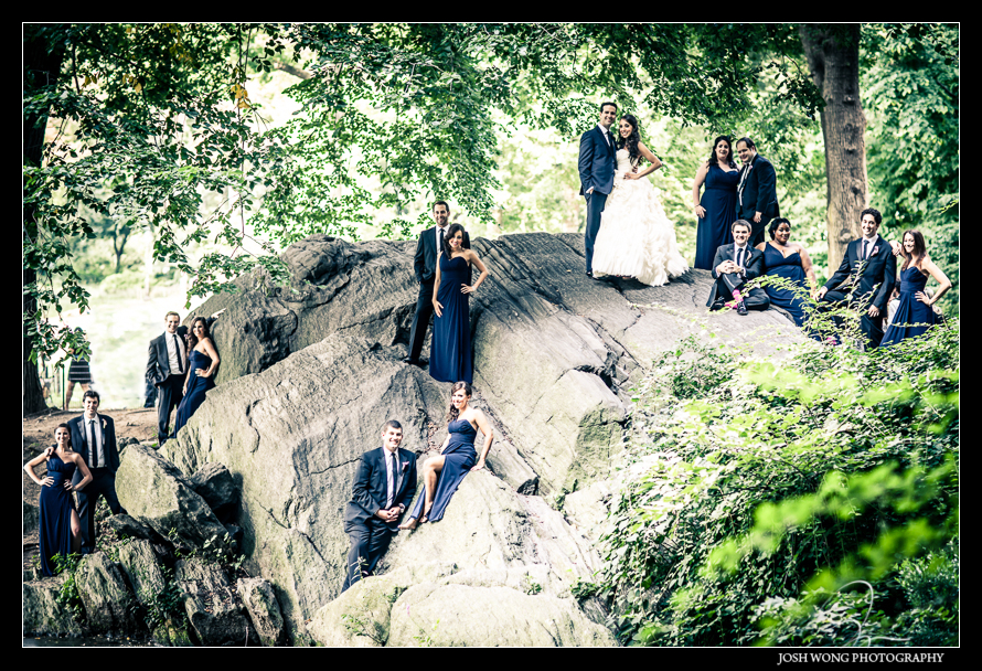 Central Park Wedding bridal party pictures. Wedding photos by NYC top photographer Josh Wong Photography