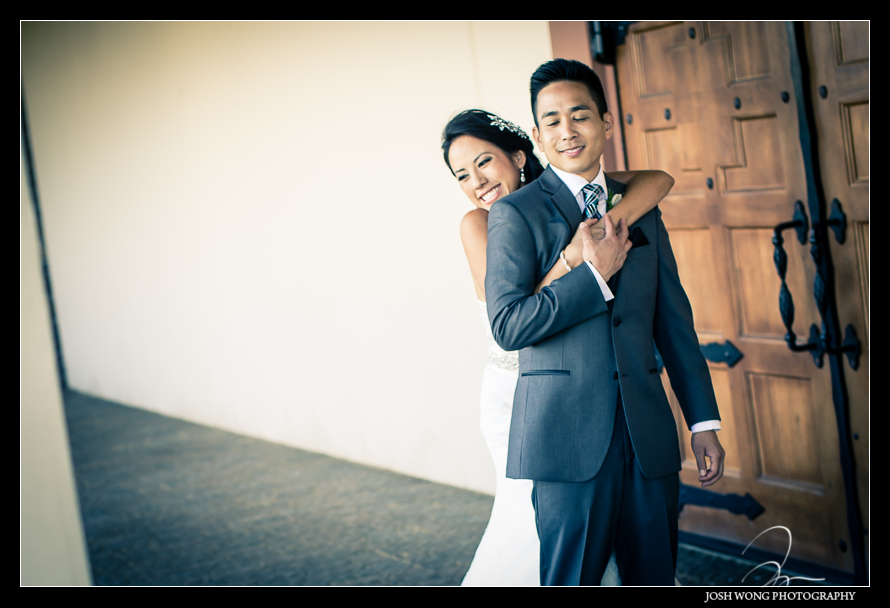 The First Look - A magnificent wedding at Casa Real at Ruby Hill Winery, Pleasanton, Ca. Wedding pictures by San Francisco wedding photographer Josh Wong Photography