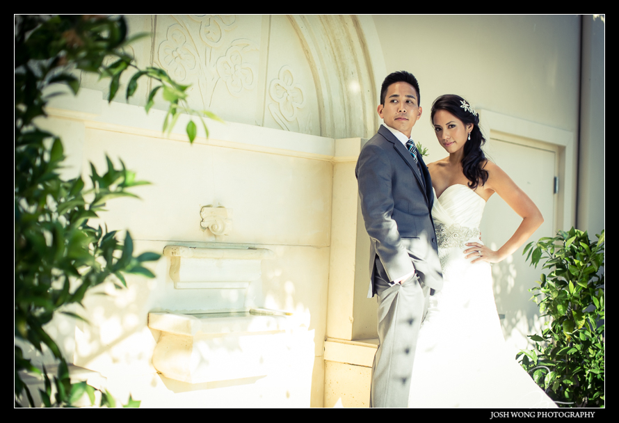 Bride and Groom bridal portraits at Casa Real - Casa Real's outdoor ceremony - A magnificent wedding at Casa Real at Ruby Hill Winery, Pleasanton, Ca. Wedding pictures by San Francisco wedding photographer Josh Wong Photography