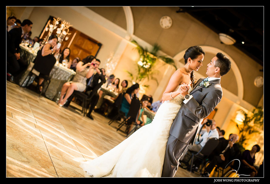 The first dance at Casa Real - A magnificent wedding at Casa Real at Ruby Hill Winery, Pleasanton, Ca. Wedding pictures by San Francisco wedding photographer Josh Wong Photography