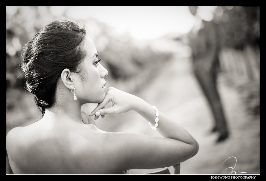 Bride and Groom bridal portraits at Casa Real's vineyard - Casa Real's outdoor ceremony - A magnificent wedding at Casa Real at Ruby Hill Winery, Pleasanton, Ca. Wedding pictures by San Francisco wedding photographer Josh Wong Photography