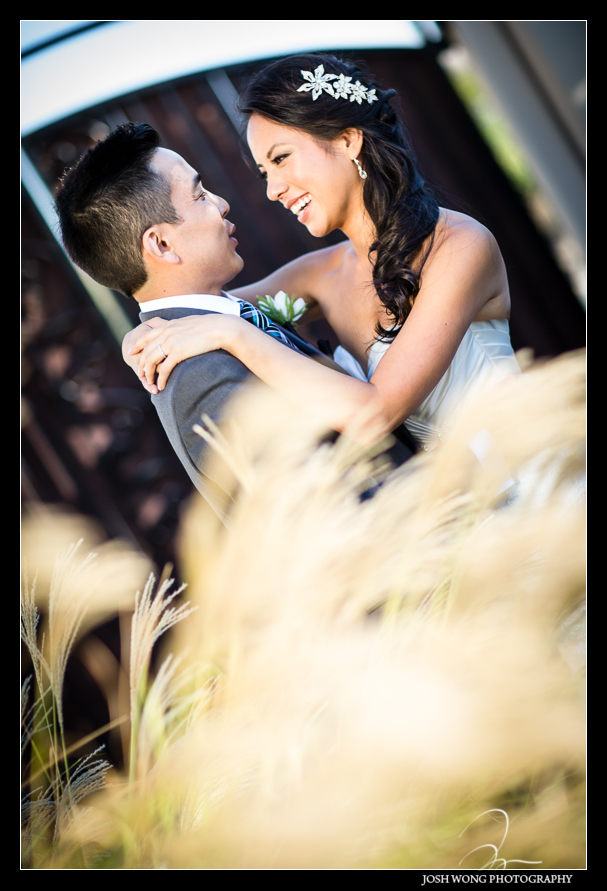 Bride and Groom bridal portraits at Casa Real - Casa Real's outdoor ceremony - A magnificent wedding at Casa Real at Ruby Hill Winery, Pleasanton, Ca. Wedding pictures by San Francisco wedding photographer Josh Wong Photography