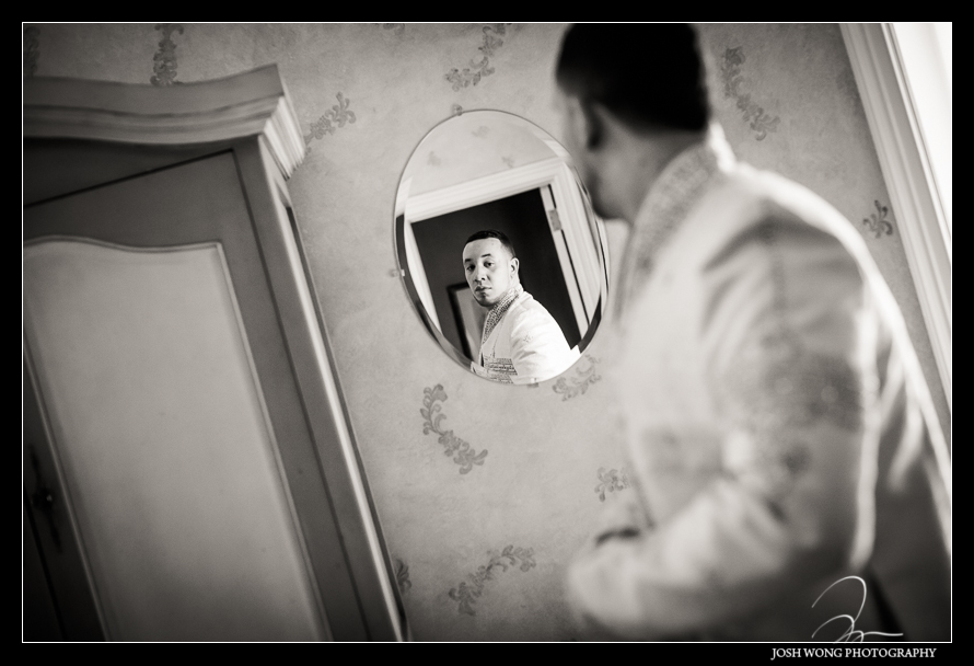 The groom prepares.