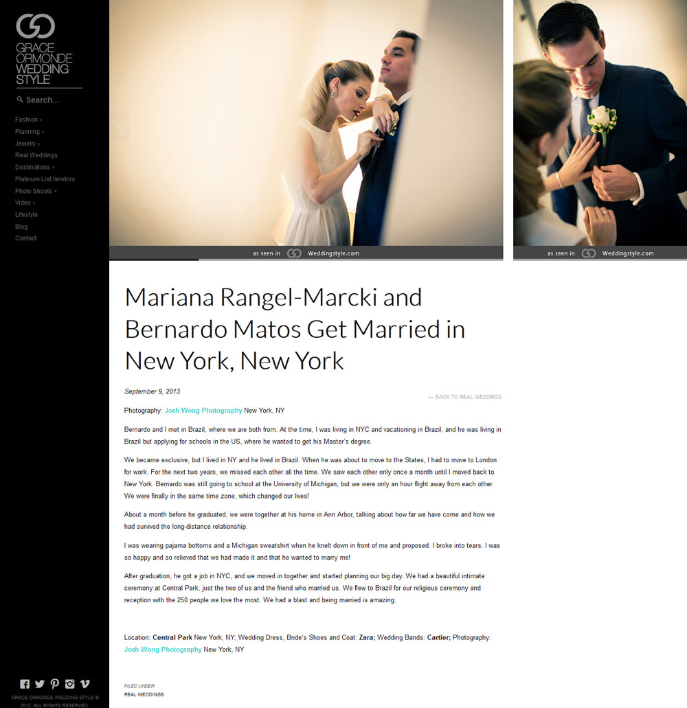Grace Ormonde Wedding Style -  Josh Wong Photography
