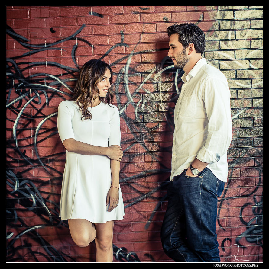DUMBO street art. DUMBO engagement pictures by Brooklyn engagement photographer Josh Wong Photography