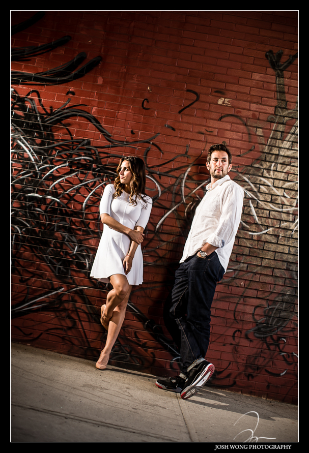 Street art in DUMBO engagement pictures by Brooklyn engagement photographer Josh Wong Photography