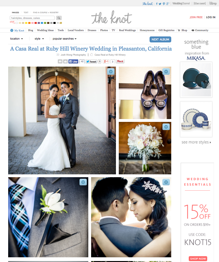 The Knot - Casa Real at Ruby Hill Winery captured by Bay Area wedding photographer Josh Wong Photography