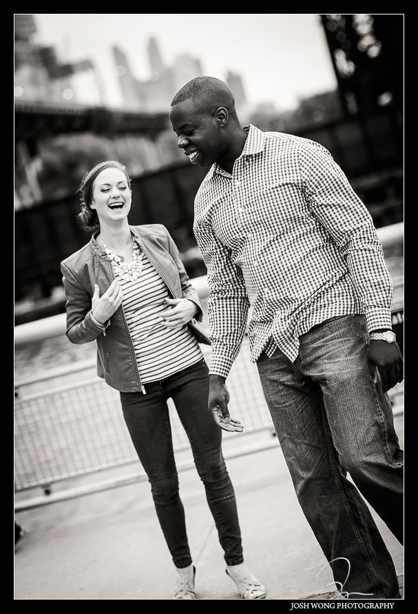 New York City engagement photos around Riverside Drive and the Upper West Side by the Hudson River. Photography by NYC engagement and wedding photographer Josh Wong