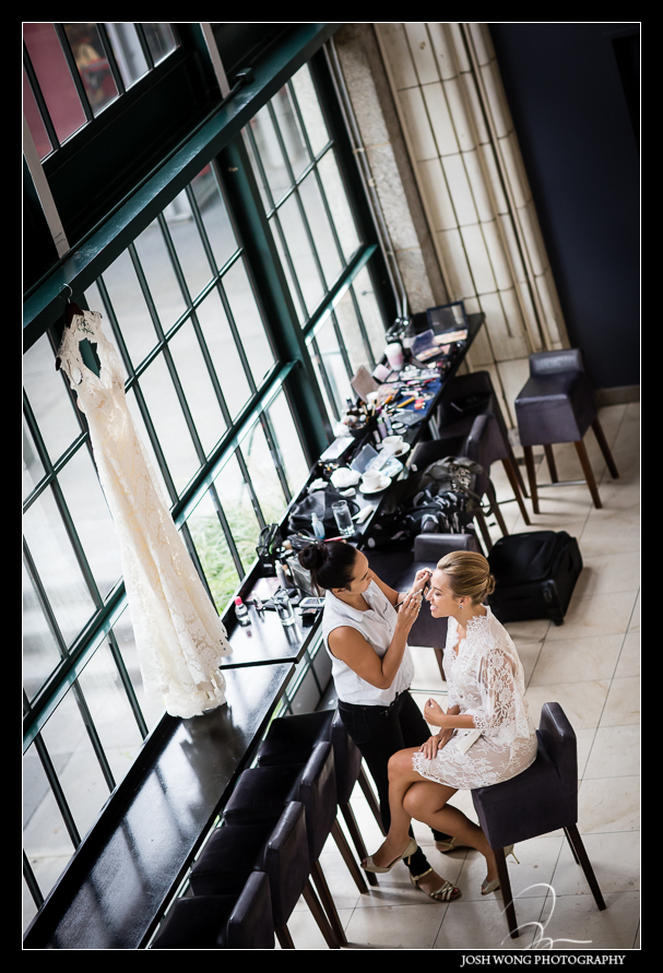 The bride got into Guastavino's early to do her hair and makeup. Wedding photos by NYC Wedding photographer Josh Wong