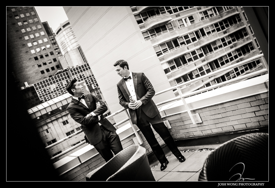 The groom and the groomsmen were getting ready at W New York Hotel. Wedding pictures by one of  NYC's Top Wedding Photographers - Josh Wong Photography