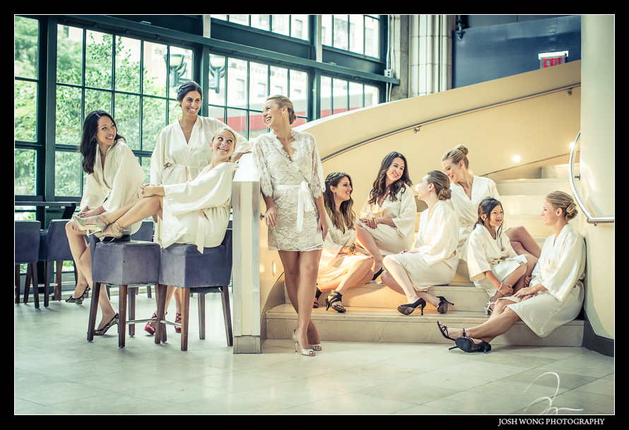 The bride and her bridesmaids got into Guastavino's to do their hair and makeup. Wedding photos by NYC Wedding photographer Josh Wong